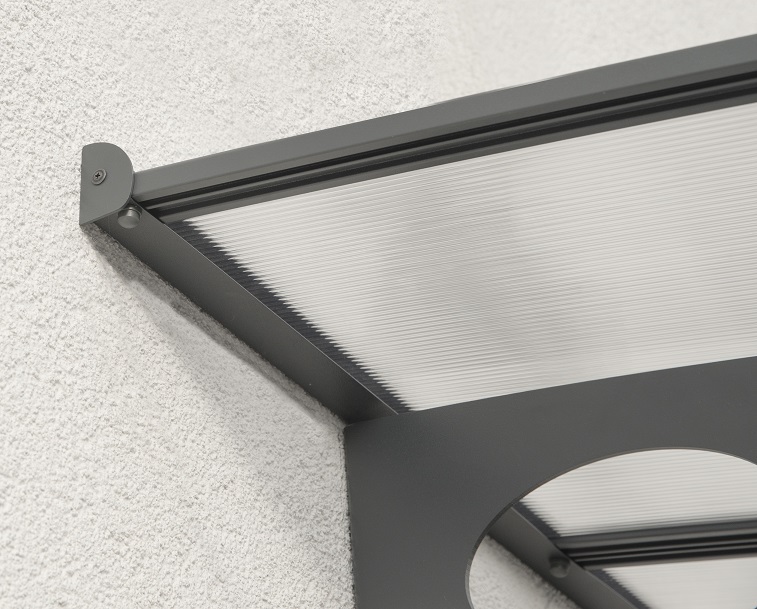 Herald Door Awning Kit - 139cm x 892cm - Grey Structure & Clear Twin Wall Panels - Image 6