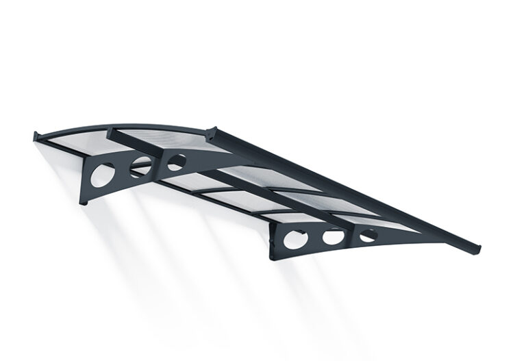 Herald Door Awning Kit -139cm x 223.5cm Grey Structure & Clear Twin Wall Panels