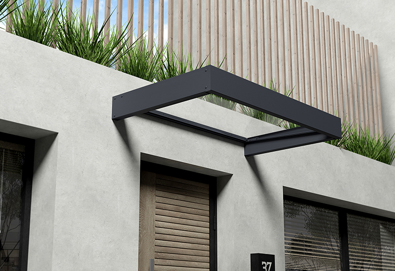 Sophia Door Awning Kit - 95cm x 160cm Grey Structure & Clear Panels - Image 2