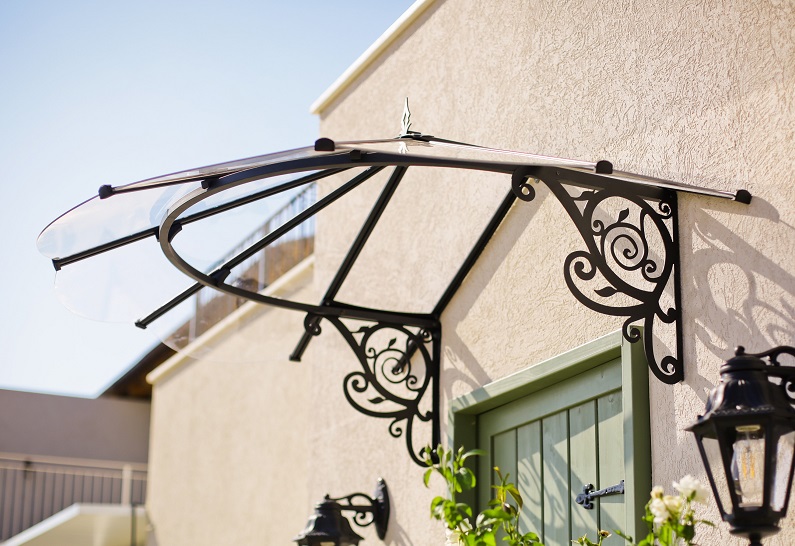 Lily Door Awning Kit - 125cm x 175cm - Black Structure & Clear Panels - Image 3