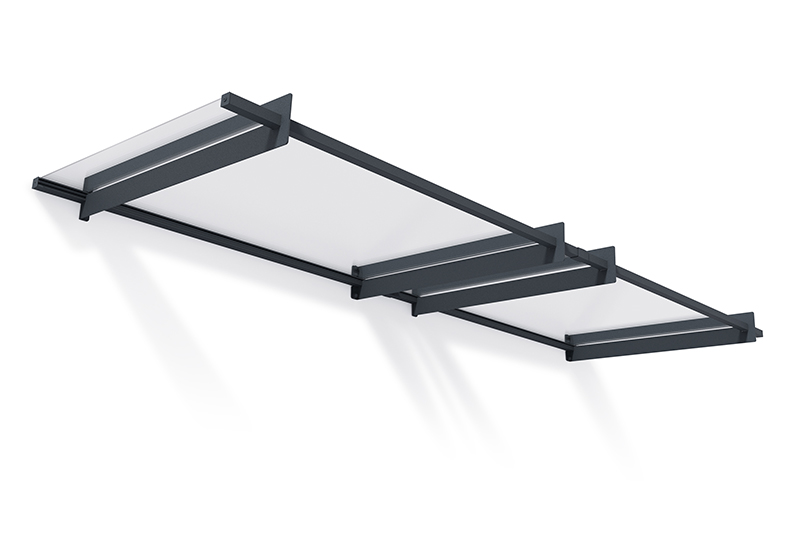 Nancy Door Awning Kit - 94cm x 301cm Grey Structure & Clear Panels