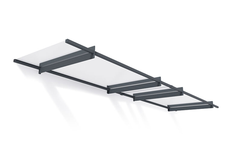 Nancy Door Awning Kit - 94cm x 411cm Grey Structure & Clear Panels