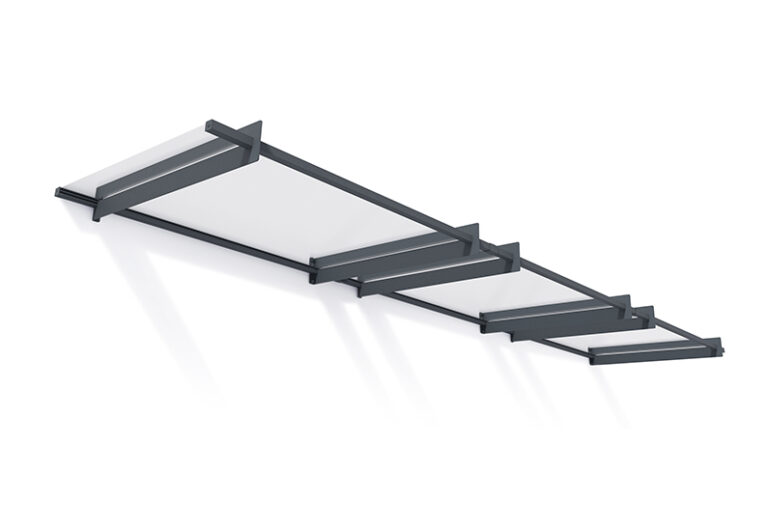 Nancy Door Awning Kit - 94cm x 452cm Grey Structure & Clear Panels