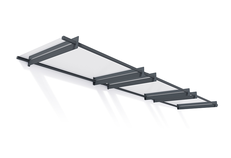 Nancy Door Awning Kit - 94cm x 452cm Grey Structure & Clear Panels