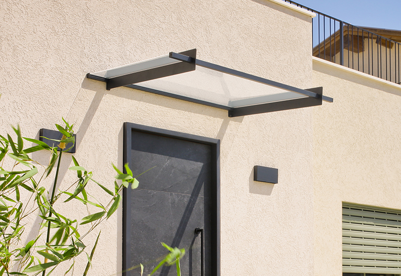 Nancy Door Awning Kit - 94cm x 150.5cm Grey Structure & Clear Panels - Image 2