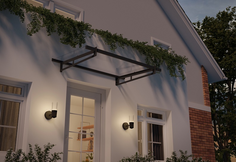 Bremen Door Awning Kit - 93.5cm x 150cm Grey Structure & Clear Panels - Image 3