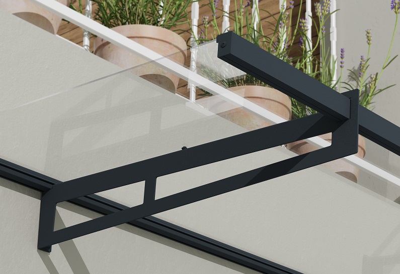 Bremen Door Awning Kit - 93.5cm x 205cm Grey Structure & Clear Panels - Image 3