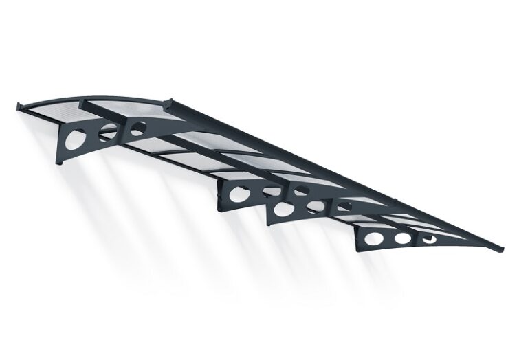 Herald Door Awning Kit - 139cm x 447cm - Grey Structure & Clear Twin Wall Panels