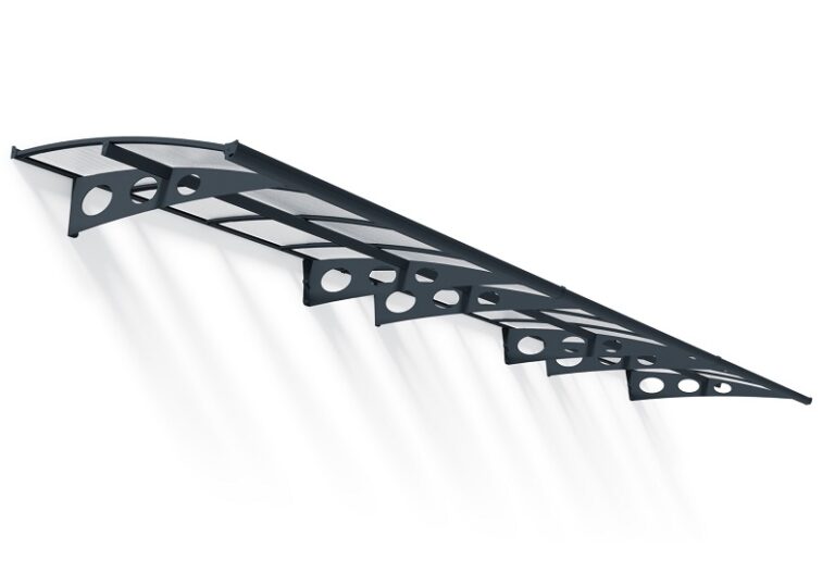 Herald Door Awning Kit - 139cm x 670.5cm - Grey Structure & Clear Twin Wall Panels