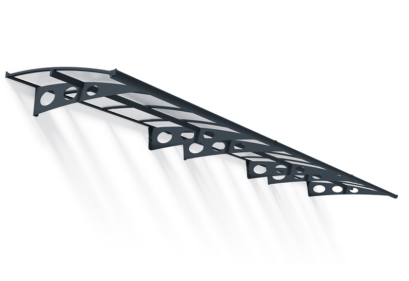 Herald Door Awning Kit - 139cm x 670.5cm - Grey Structure & Clear Twin Wall Panels