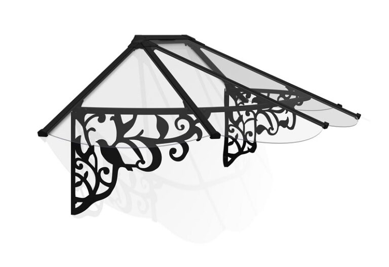 Lily Door Awning Kit - 88cm x 217cm Black Structure & Clear Panels