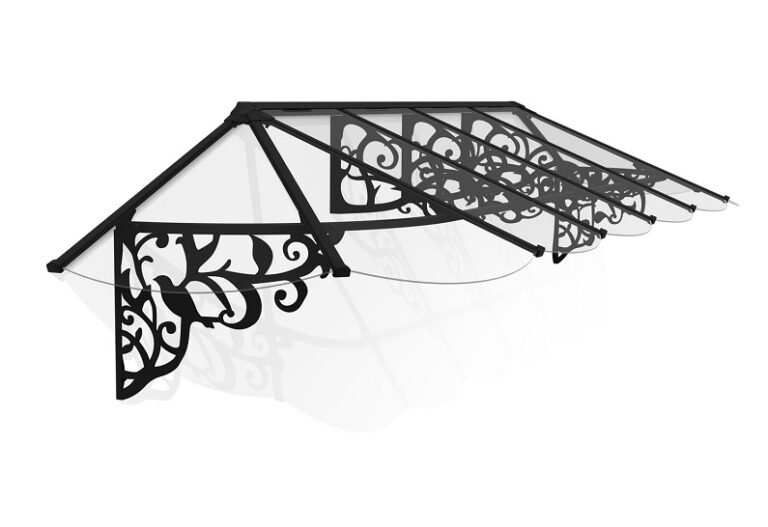 Lily Door Awning Kit - 88cm x 370cm Black Structure & Clear Panels