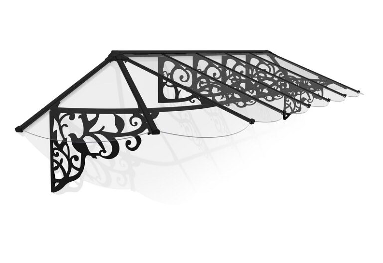 Lily Door Awning Kit - 88cm x 421cm Black Structure & Clear Panels