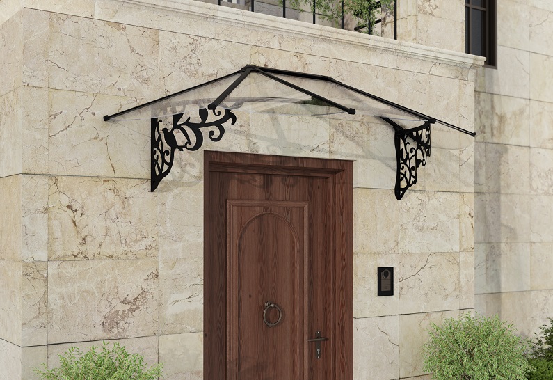 Lily Door Awning Kit - 88cm x 217cm Black Structure & Clear Panels - Image 3