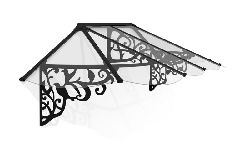 Lily Door Awning Kit - 88cm x 268cm Black Structure & Clear Panels