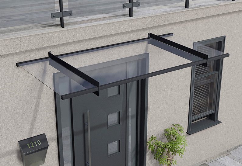 Nancy Door Awning Kit - 94cm x 205.5cm Grey Structure & Clear Panels - Image 2