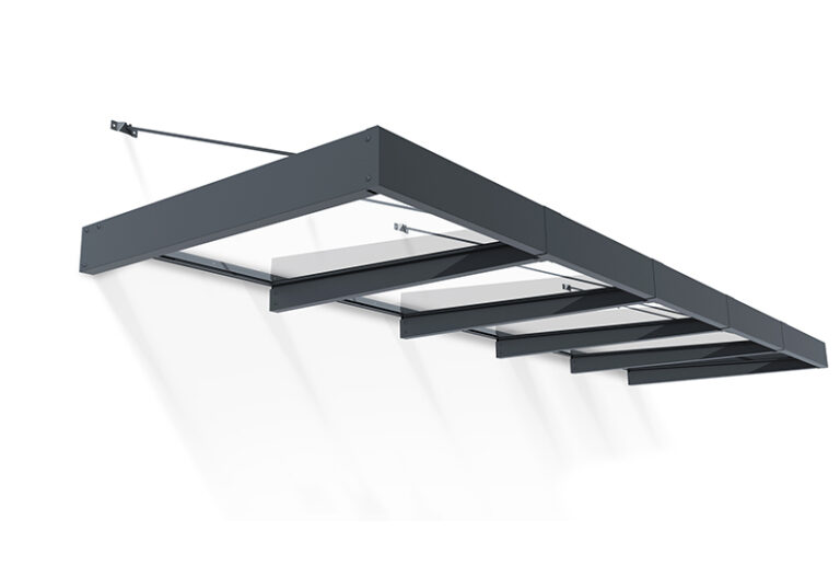 Sophia XL Door Awning Kit -140cm x 472cm Grey Structure & Clear Panels