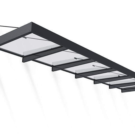 Sophia XL Door Awning Kit -140cm x 565cm Grey Structure & Clear Panels