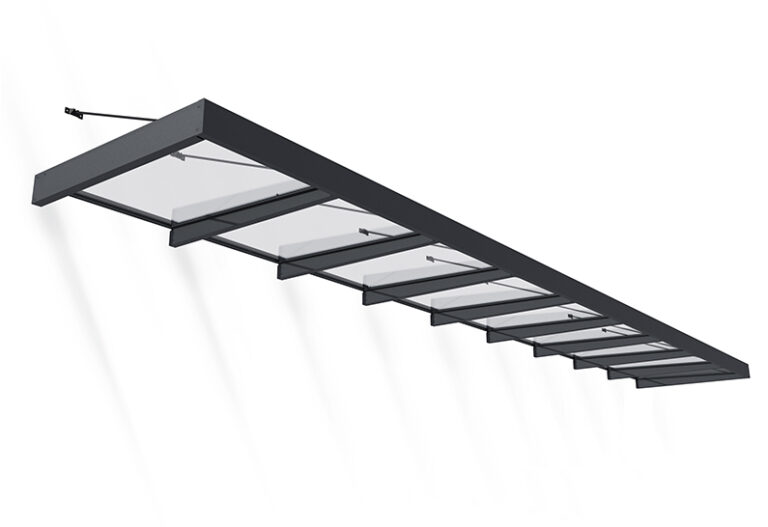 Sophia XL Door Awning Kit -140cm x 845cm Grey Structure & Clear Panels