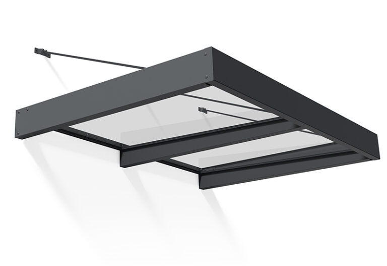 Sophia XL Door Awning Kit -140cm x 192cm Grey Structure & Clear Panels