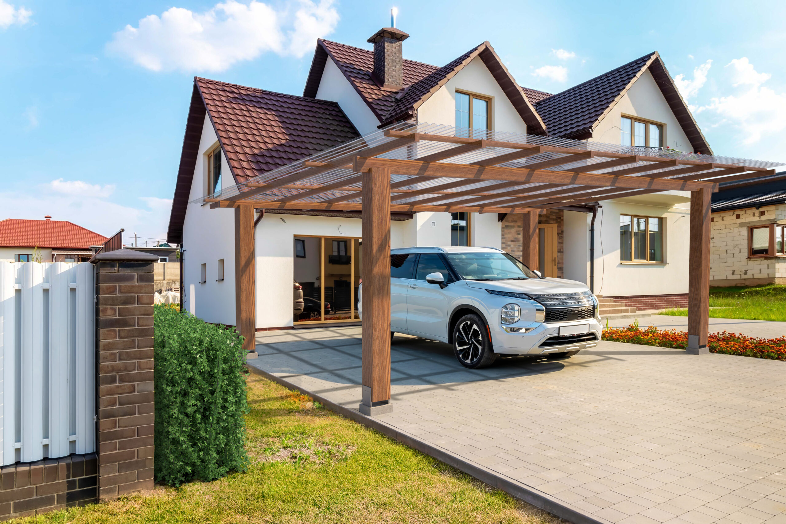DIY carport roofing with polycarbonate panels